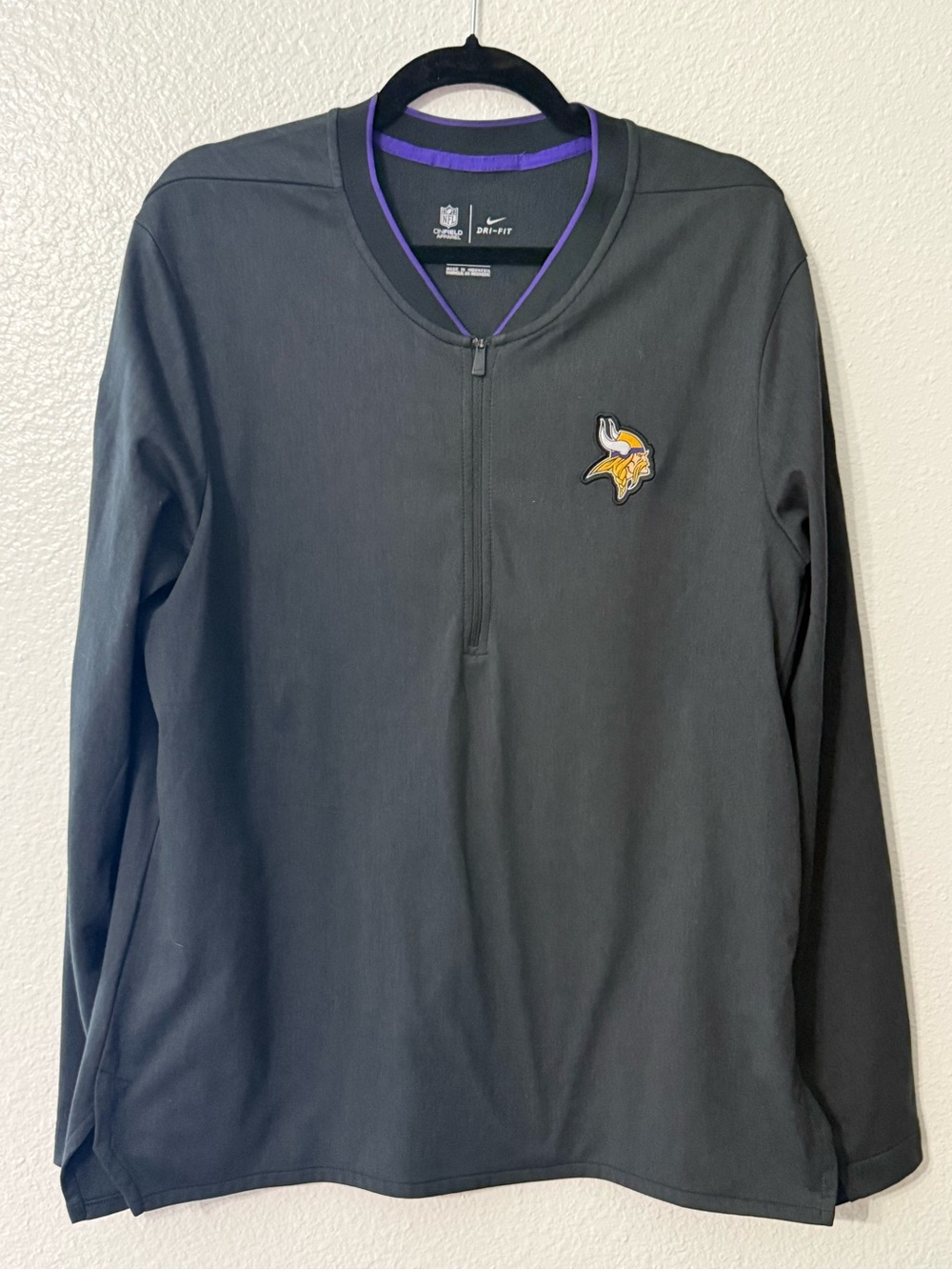 Nike Dri-FIT Minnesota Vikings On-Field Half Zip Pullover Large